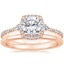 14K Rose Gold Luxe Aria Halo Diamond Ring with Petite Comfort Fit Wedding Ring