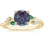 18K Yellow Gold Arden Diamond Ring with Lab Emerald Accents, smalltop view