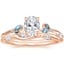 14K Rose Gold Camellia Indigo Milgrain Ring with Winding Willow Diamond Ring