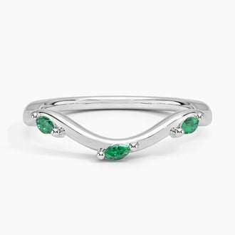 Willow Contour Lab Emerald Ring in Platinum
