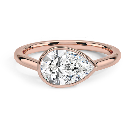 14K Rose Gold Luna East-West Bezel Solitaire Ring