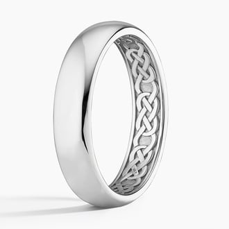 Hidden Celtic Knot 5mm Wedding Ring in 18K White Gold