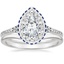 18K White Gold Circa Diamond Ring with Sapphire Accents (1/3 ct. tw.) with Petite Curved Wedding Ring