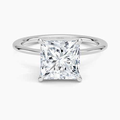18K White Gold Petite Secret Halo Diamond Ring