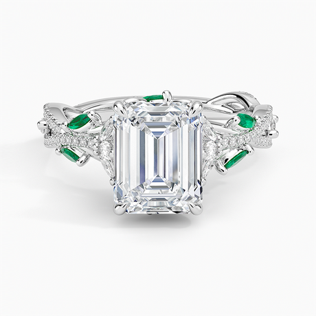 Platinum Luxe Secret Garden Lab Emerald and Diamond Ring