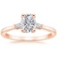14K Rose Gold Tapered Baguette Three Stone Diamond Ring, smalltop view