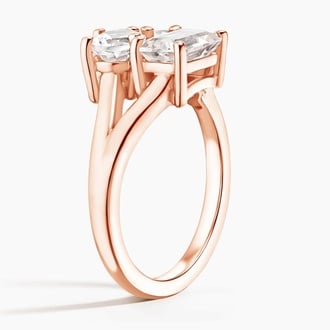 Three Stone Toi et Moi White Topaz Ring