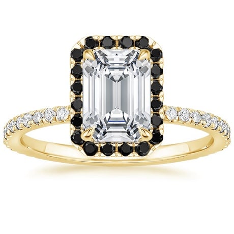 18K Yellow Gold Waverly Diamond Ring with Black Diamond Accents with Luxe Ballad Diamond Ring