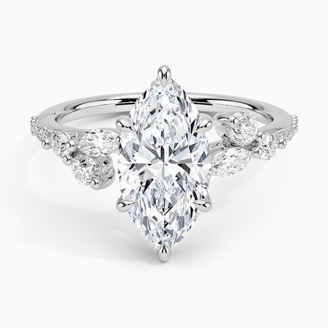 18K White Gold Luxe Camellia Milgrain Diamond Ring