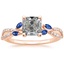 14K Rose Gold Luxe Willow Sapphire and Diamond Ring (1/8 ct. tw.), smalltop view