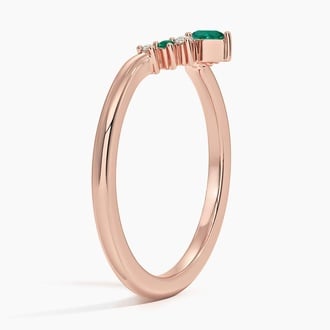 Lunette Lab Emerald and Diamond Contoured Ring