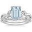 18KW Aquamarine Willow Diamond Ring (1/8 ct. tw.) with Luxe Willow Diamond Wedding Ring (1/5 ct. tw.), smalltop view