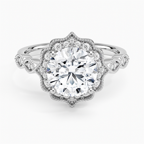 18K White Gold Cadenza Halo Diamond Ring