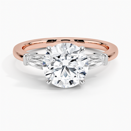 14K Rose Gold Mixed Metal Symphony Three Stone Diamond Ring