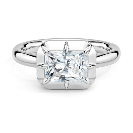 18K White Gold Harper East-West Bezel-Prong Solitaire Ring