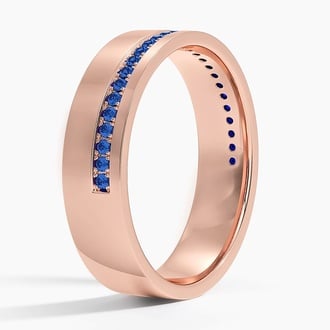 Austin Sapphire 5.5mm Wedding Ring in 14K Rose Gold