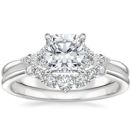 18K White Gold Nadia Diamond Ring with Aria Contoured Diamond Ring