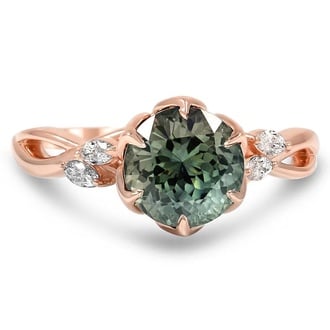 Custom Floral Gallery Sapphire Ring