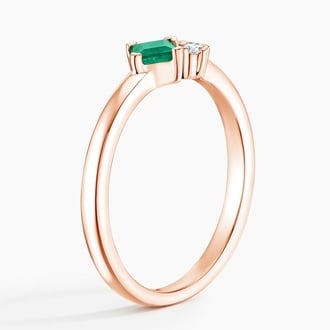 Paige Emerald and Diamond Ring