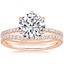14K Rose Gold Six Prong Luxe Viviana Diamond Ring (1/3 ct. tw.) with Curved Ballad Diamond Ring (1/6 ct. tw.)