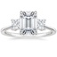 18K White Gold Princess Cut Three Stone Diamond Ring, smalltop view