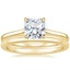 18K Yellow Gold Provence Ring with Petite Comfort Fit Wedding Ring