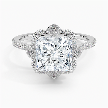 18K White Gold Reina Halo Diamond Ring