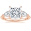 14K Rose Gold Luxe Opera Three Stone Diamond Ring, smalltop view