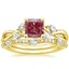 18K Yellow Gold Willow Diamond Ring (1/8 ct. tw.) with Luxe Willow Diamond Wedding Ring (1/5 ct. tw.)