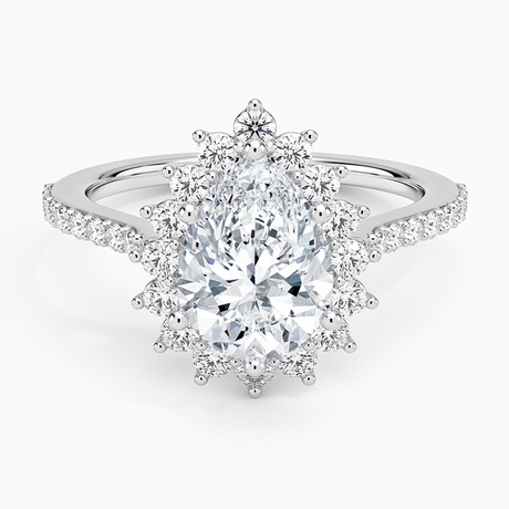 18K White Gold Luxe Sunburst Halo Diamond Ring (1/2 ct. tw.)