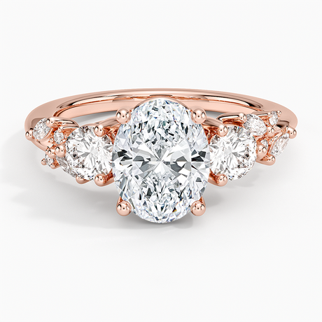 14K Rose Gold Arden Three Stone Diamond Ring