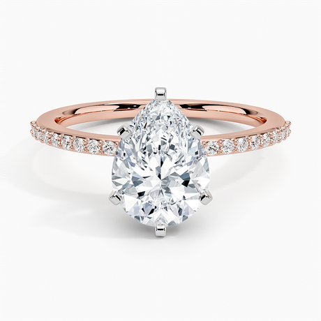 14K Rose Gold Delicate Shared Prong Diamond Ring