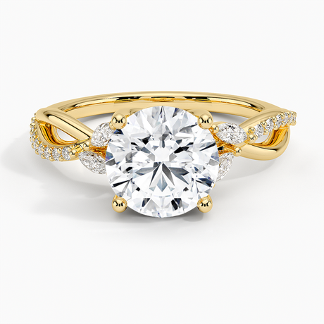 18K Yellow Gold Petite Twisted Willow Diamond Ring