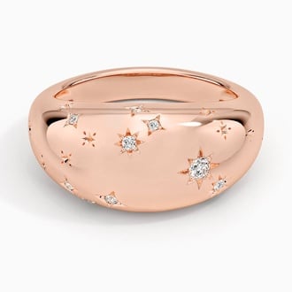 Aries Zodiac Constellation Diamond Dome Ring