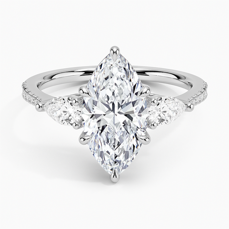Platinum Opera Accented Three Stone Diamond Ring