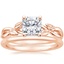 14K Rose Gold Budding Willow Ring with Petite Comfort Fit Wedding Ring