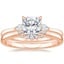 14K Rose Gold Perfect Fit Three Stone Pear Diamond Ring with Crescent Diamond Ring