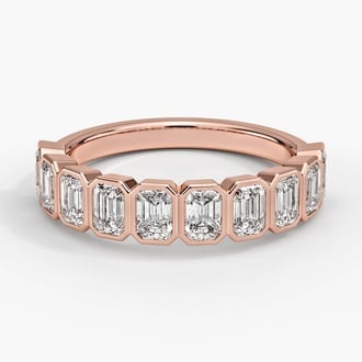 Bezel Emerald-Cut Lab Diamond Ring (1 1/2 ct. tw.) in 14K Rose Gold