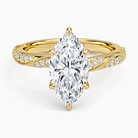 18K Yellow Gold Camellia Hidden Accent 2.5mm Diamond Ring