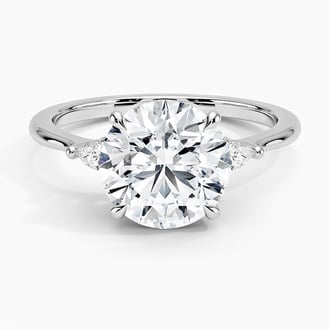 Aria Three Stone Included Ring with 2.5ct Round Lab Diamond Center Stone Included