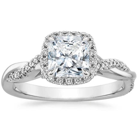 18K White Gold Petite Twisted Vine Halo Diamond Bridal Set (1/3 ct. tw.)