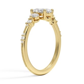 Custom Milgrain Three Stone Oval Diamond Ring