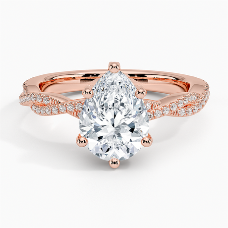 14K Rose Gold Adorned Luxe Petite Twisted Vine Diamond Ring