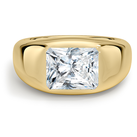Flush Set Solitaire Diamond Dome Ring