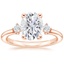 14K Rose Gold Floating Three Stone Diamond Ring, smalltop view