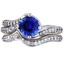 Custom Sapphire Seacrest Matched Set with Pave-Set Diamonds and Milgrain