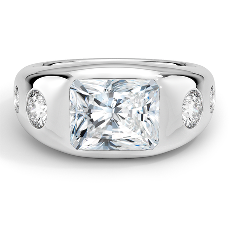 18K White Gold Sloane Flush Set Five Stone Diamond Dome Ring