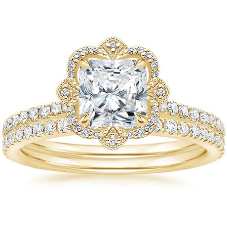 18K Yellow Gold Reina Diamond Ring with Luxe Ballad Diamond Ring (1/4 ct. tw.)