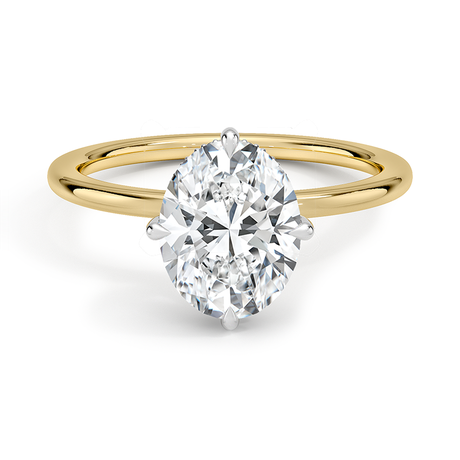 Adorned Mixed Metal Compass Prong Diamond Ring