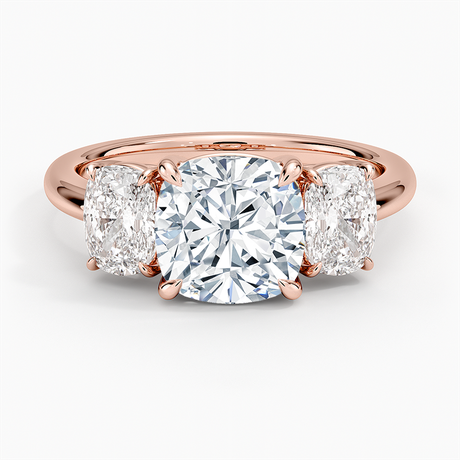 14K Rose Gold Luxe Faye Elongated Cushion Three Stone Diamond Ring (1 ct. tw.)
